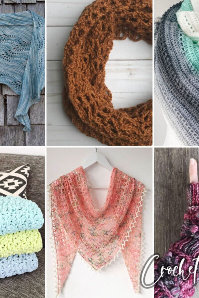 photo collage of one skein crochet patterns