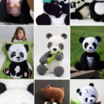 photo collage of crochet panda patterns