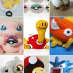 photo collage of crochet pokemon patterns