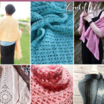 photo collage of patterns for crocheted prayer shawls with text which reads best prayer shawl crochet patterns