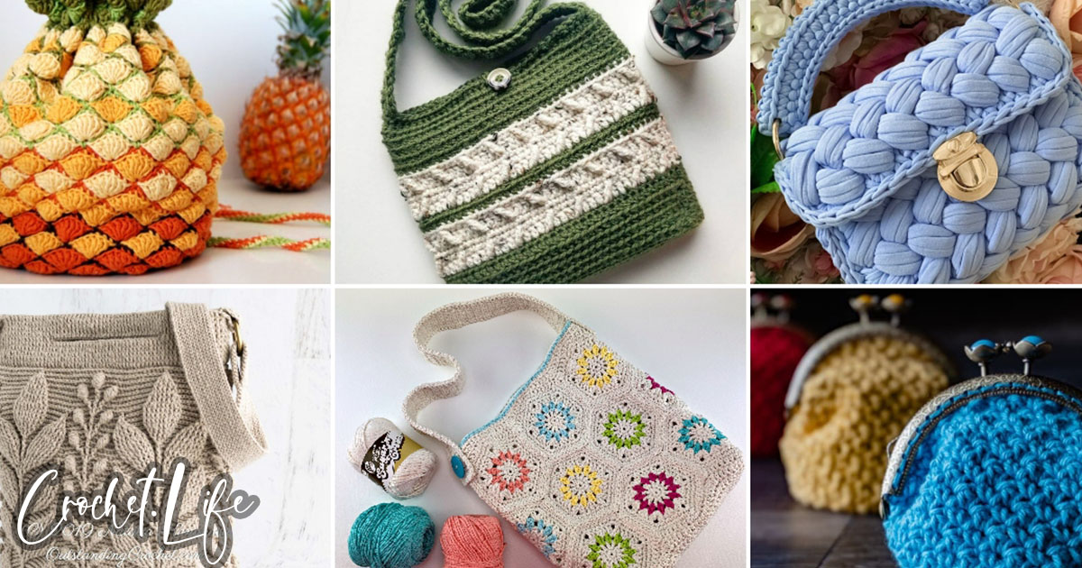 photo collage of purse crochet patterns Horizontal2