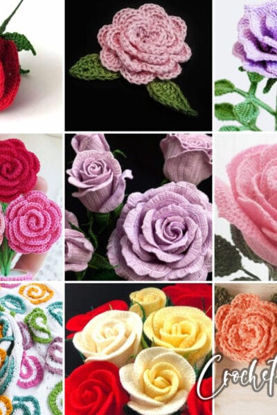 photo collage of rose crochet patterns