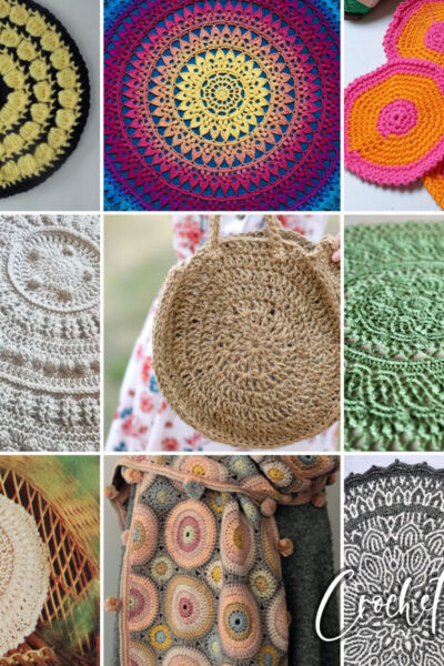 photo collage of round crochet patterns
