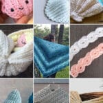 photo collage of crochet sea shell patterns