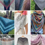 photo collage of crochet shawl patterns