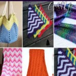 photo collage of crochet chevron patterns with text which reads best single crochet chevron patterns