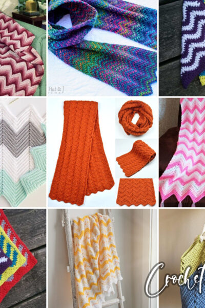 photo collage of single crochet chevron patterns