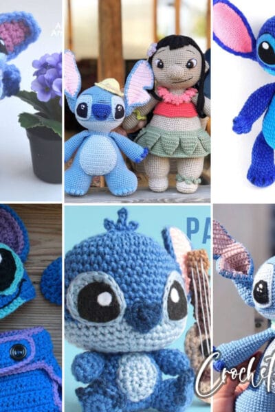 photo collage of stitch crochet patterns