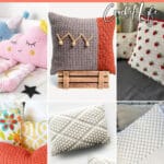 photo collage of patterns for crocheted throw pillows with text which reads best throw pillow crochet patterns