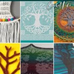 photo collage of crochet patterns for the tree of life with text which reads best tree of life crochet patterns