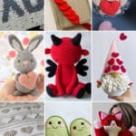 photo collage of crochet valentines patterns