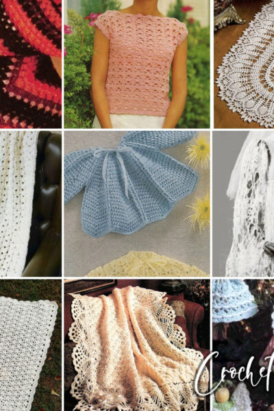 photo collage of vintage crochet patterns