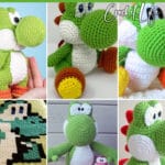 photo collage of yoshi crochet patterns with text which reads the best yoshi crochet patterns