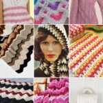 photo collage of crochet zig zag patterns