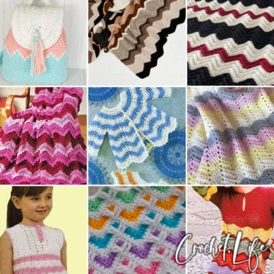 photo collage of zig zag crochet patterns