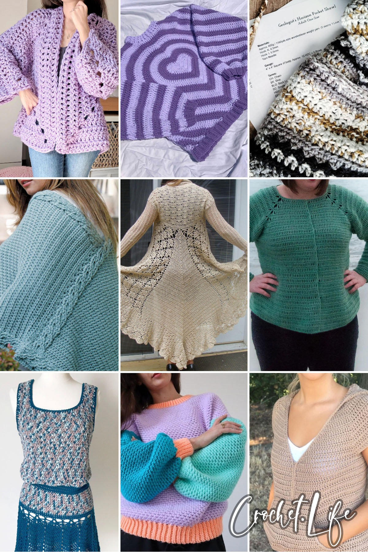 photo collage of curvy girl crochet patterns