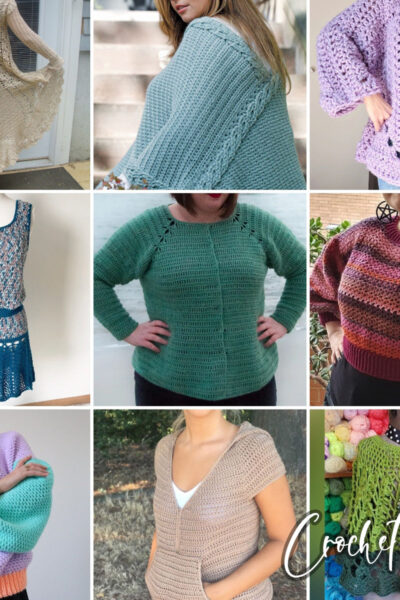 photo collage of plus size crochet patterns