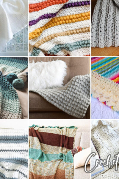 photo collage of single and double crochet blanket patterns