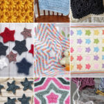 photo collage of crochet star patterns