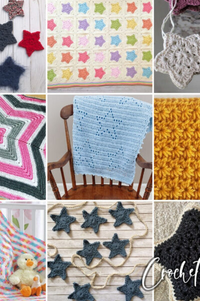 photo collage of star crochet patterns
