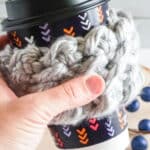 chunky coffee cup cozy free crochet pattern
